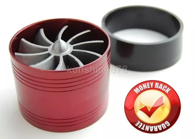 Red Air Intake Aluminum Fan FUEL GAS SAVER Turbo SUPERCHARGER ECO Tornado Jet R