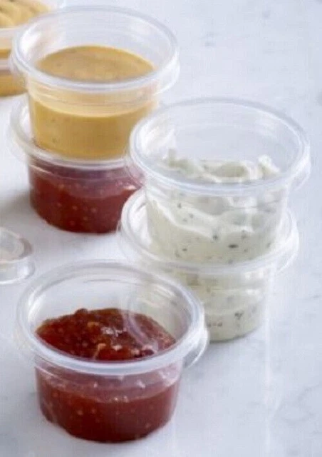 4oz Sauce Pots & Lids Round Food Containers Deli Pots Plastic Sauce Pot