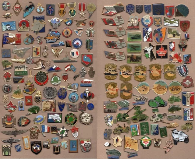 lot de pin's militaria - armée (marine, para, débarquement, insigne, char...)