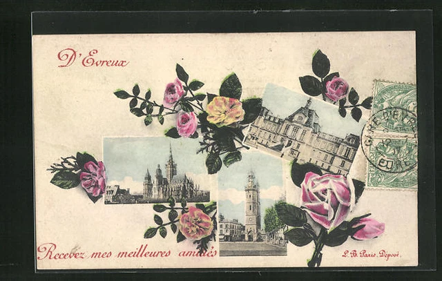 CPA Evreux, diverses vues du lieu 1907