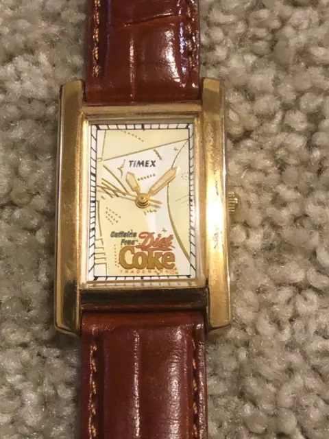 Vintage CAFFEINE FREE DIET COKE WATCH ~ Timex Coca-Cola (Great Condition)