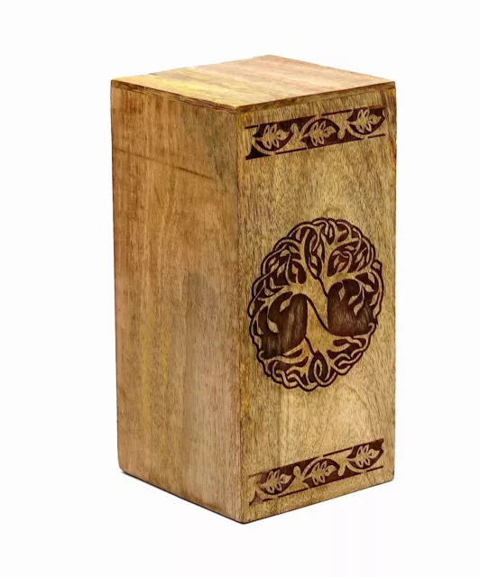 Holz Einäscherung Urne für Asche Graviert Baum des Lebens Urne 25.4cm