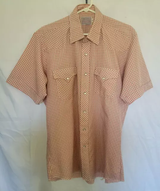 Vintage H Bar C Ranchwear Long Tail Pearl Snap Mens Western Shirt Plaid Sz 16.5