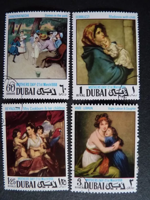 Dubaï 1968 - YT n° 96-A à D oblitérés - Fête des mères, tableaux