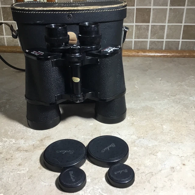 Binoculares vintage Binolux 7 x 50 4050 con estuche de cuero + cubiertas de lentes