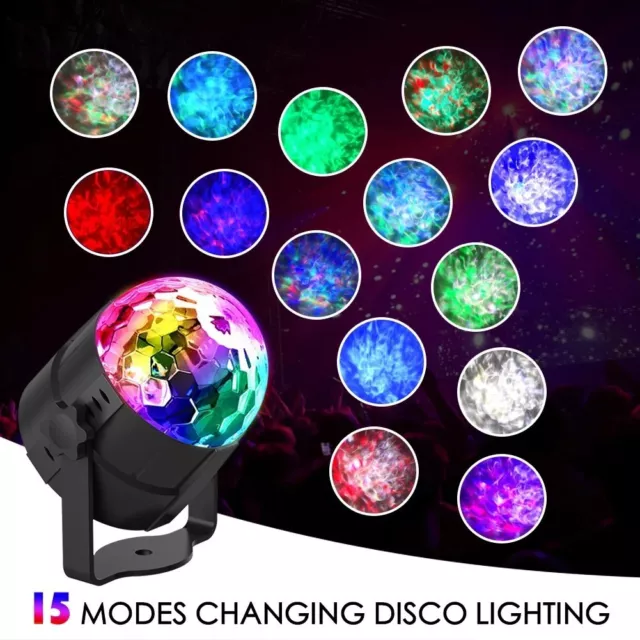 2X Mini Disco Lights Party DJ LED RGB Stage Lamp Laser Strobe Crystal Magic Ball 3