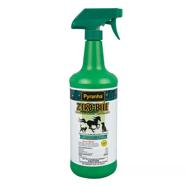 Pyranha Zero Bite Flea Tick Gnat Flies Spray Horse 32oz Natural Insecticide