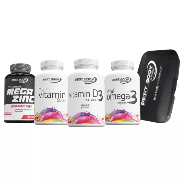 Vitamin D3 + Vitamin K2 + Mega Zink + Vital Omega 3 + Multi Vitamin Kapseln Box