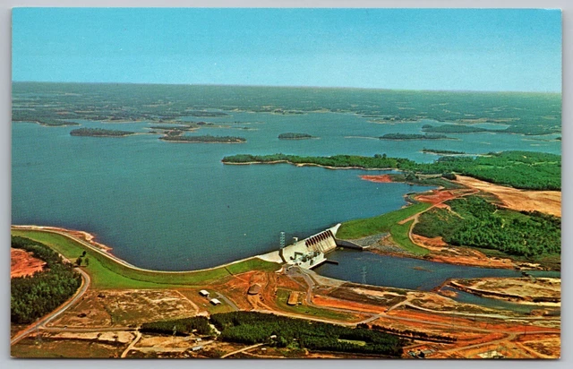Aerial View Lake Norman Inland Sea Cowans Ford Dam Postcard UNP VTG Mike Roberts