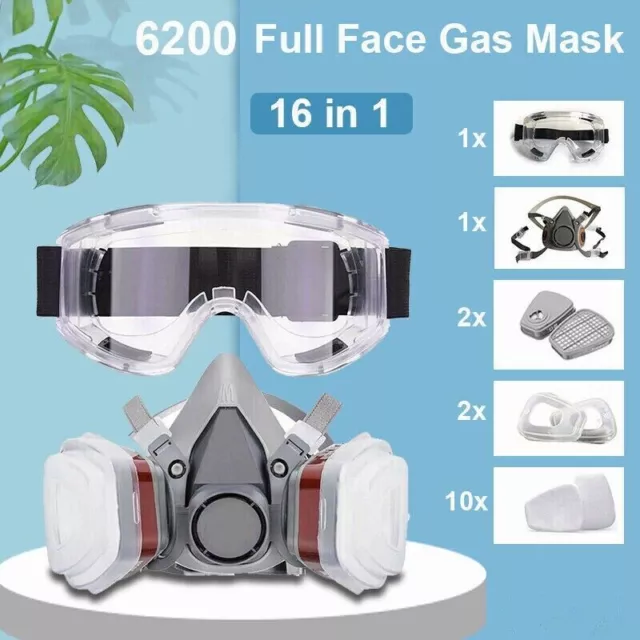 16 in 1 Full Face Mask For 6200 Series Gas Painting Spray Protection Respirator