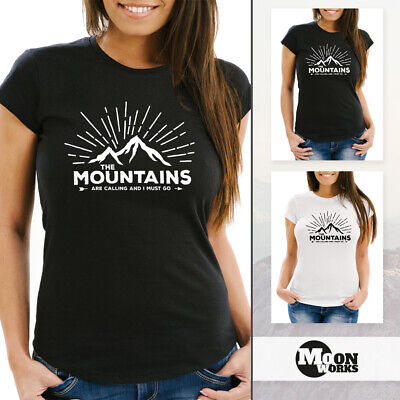 Donna T-shirt The Mountains are calling and I must go escursionismo montagne moonworks ®