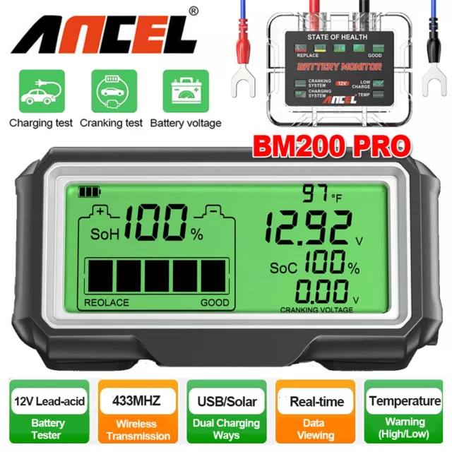 12V Car Battery Tester Wireless Battery Monitor Load/Charging/Cranking Analyzer