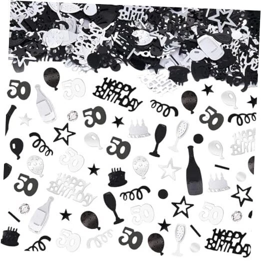Konfetti 50. Geburtstag - 30g Rot-schwarz Glitzer Streudeko
