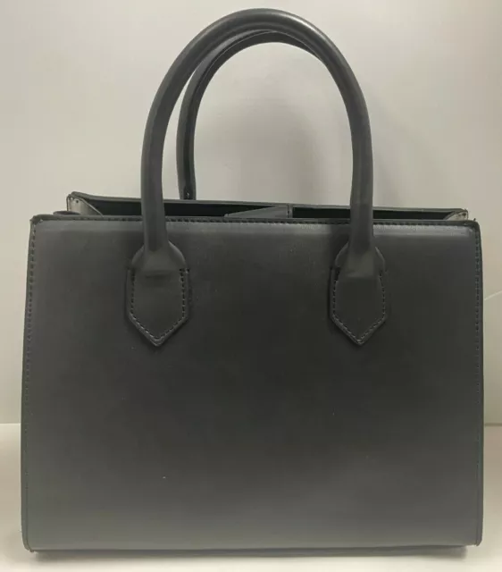 Street Level Charcoal Grey Satchel colorblock Bronze Sides Accordian Vegan NWT 2