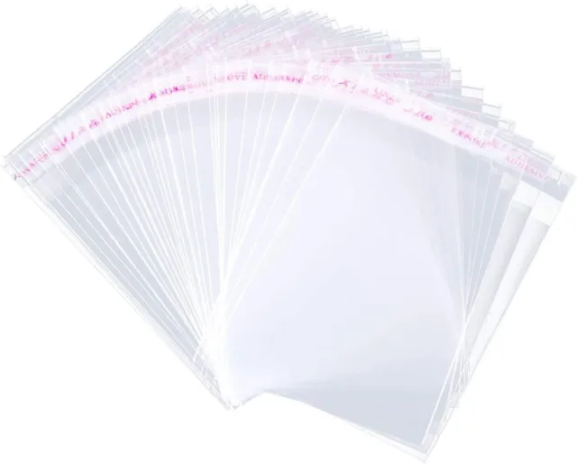 100 Clear Resealable 11″x14″ Self Adhesive Cello Lip Tape OPP Poly Plastic Bags