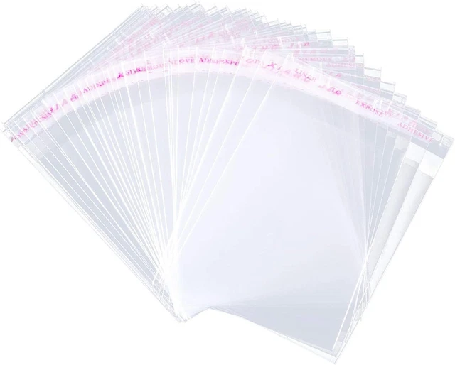 100 Clear Resealable 11″x14″ Self Adhesive Cello Lip Tape OPP Poly Plastic Bags