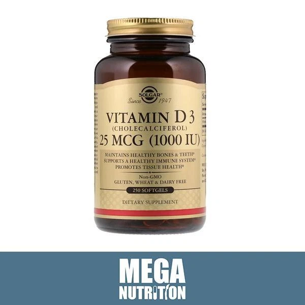 SOLGAR VITAMIN D3 (Cholecalciferol) 1000 IU 250 Softgels Healthy