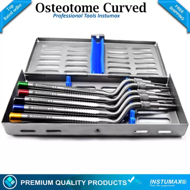 Set Of 5 Sinus Lift Osteotome Curved Off Set Concave Implant Bone Spreading Kit