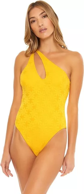 Trina Turk Size 6 Women Yellow Daisy One-Piece Asymmetrical Swimsuit 34 B/C Cup