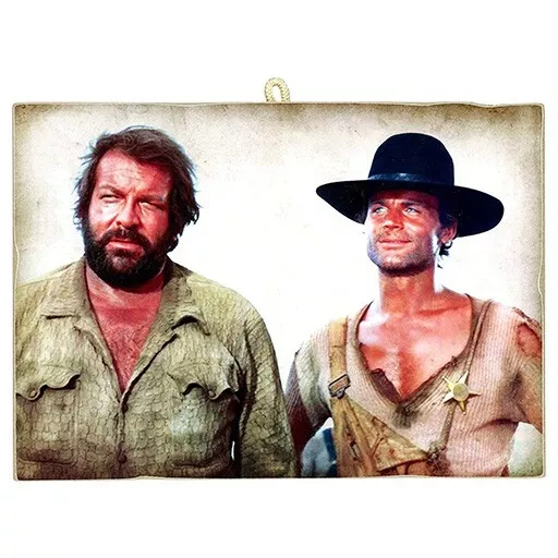 KUSTOM ART Quadretto Stile Vintage Bud Spencer e Terence Hill. 30 x 40 cm.