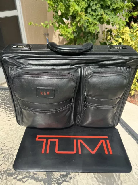 Tumi Alpha Mens Single Handle Front Pocket Briefcase Black Leather/Suede Rare 2
