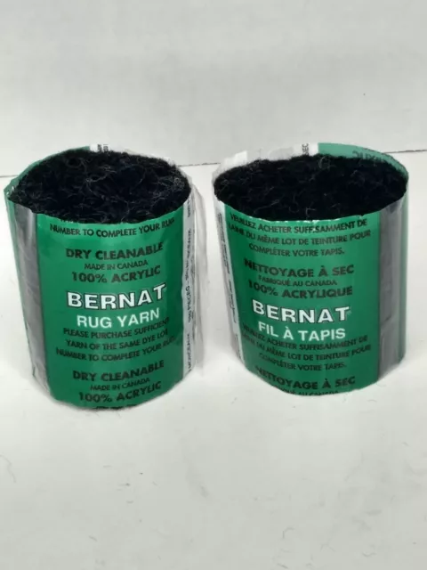 (2) Lote de tinte 8040 de gancho de pestillo Bernat precortado 100 % negro acrílico C364 2,5"