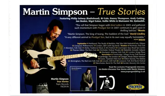 (Wor12) Magazine Advert 6X9" Martin Simpson True Stories Album & Tour Dates