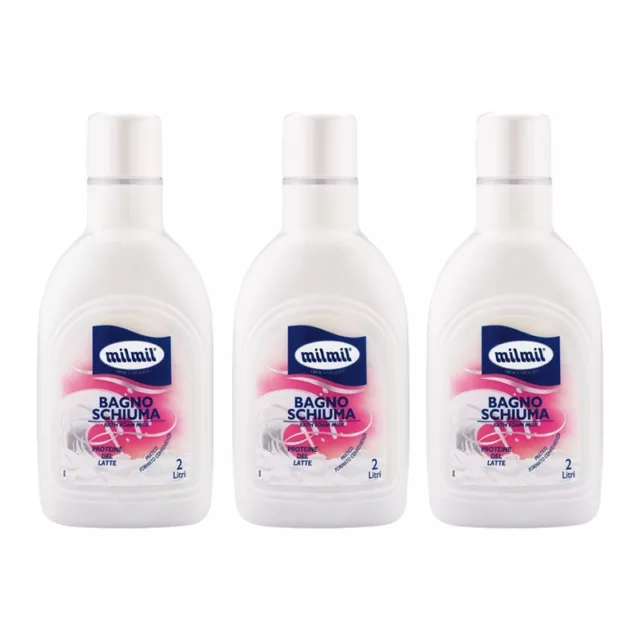 3 pz MILMIL BAGNO SCHIUMA Proteine del Latte doccia corpo 2 litri