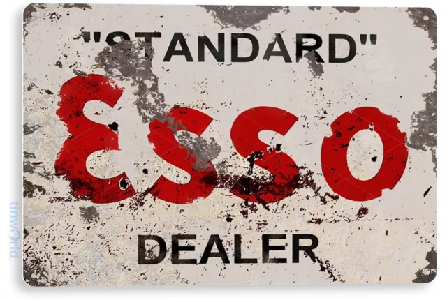 Esso Dealer Gas Oil Sign, Station, Garage, Auto Shop, Retro Rustic Tin Sign A717