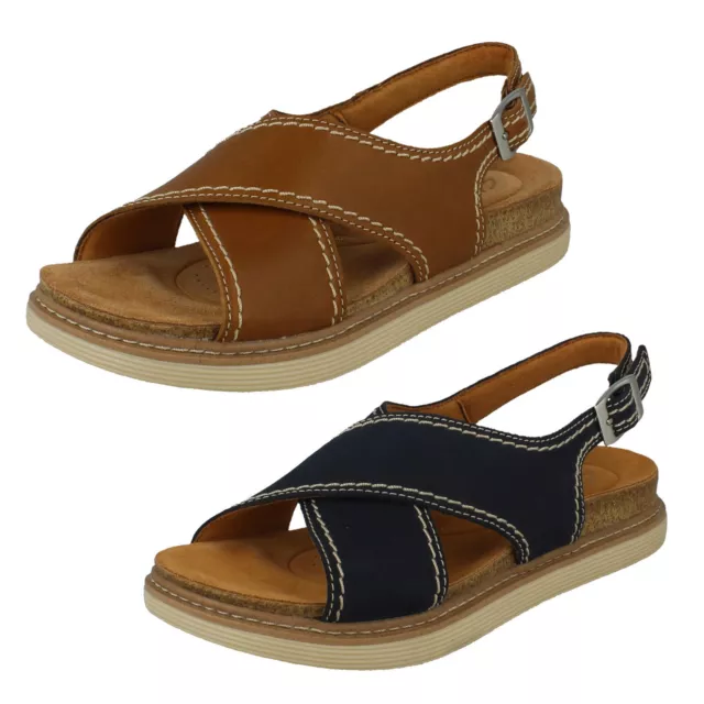 Ladies Clarks Leather/Nubuck Flat Buckle Fastening Summer Sandals Arwell Sling