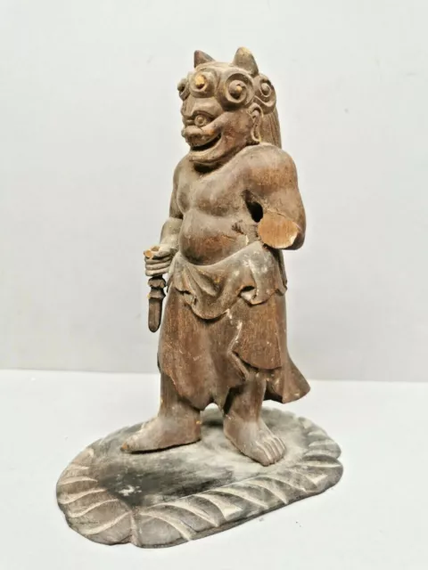 Sculpture en bois de samouraï, statue sculptée en bois, figurine