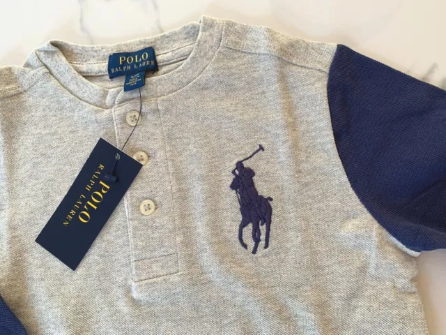 NEW Polo Ralph Lauren Boy's Cotton Mesh Long Sleeve Henley Shirt