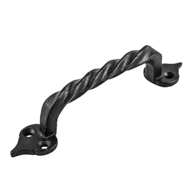 Twisted Black Wrought Iron Cabinet Door Drawer Pull 5 7/8" Total Length