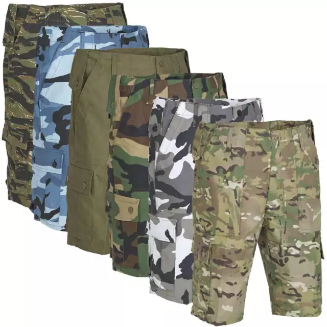 Mens Military Lightweight Combat Cargo Shorts Camouflage Army Casual Work