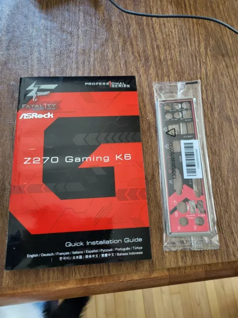 I/O Shield for Asrock Fatal1ty Z270 Gaming K6  Motherboard- Brand New