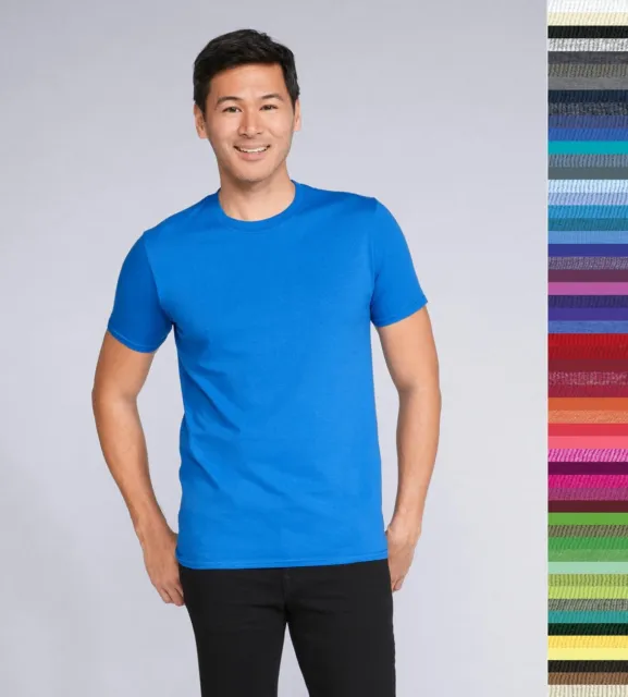 Gildan Uomo Sottile Girocollo Camicia 55 Colori Anello Filata T-Shirt Nuovo
