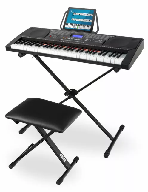 61 Tastiera Musicale Pianola Elettrica Pianoforte USB con Tasti Illuminati MP3