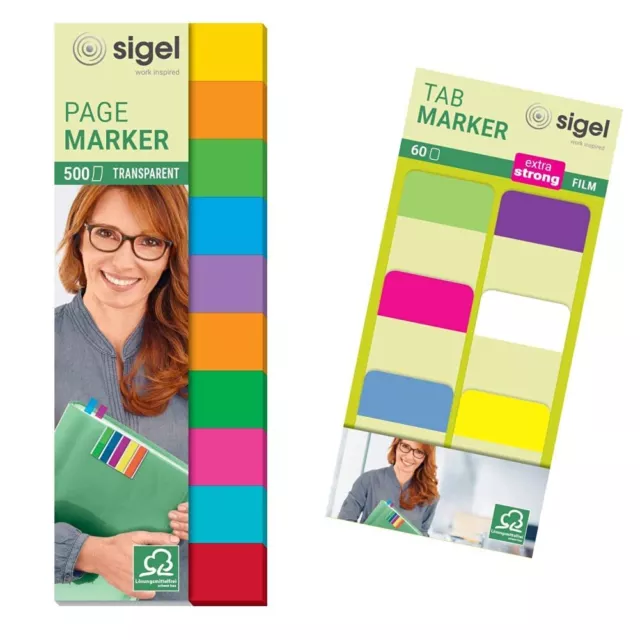 SIGEL HN684 Transparent Index Page Markers, 10 colours in a set, 500 strips 1 pi