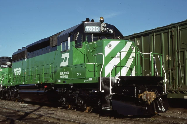 P: Original Slide BN Burlington Northern SD40-2 #7899 - Congress Park IL 1979