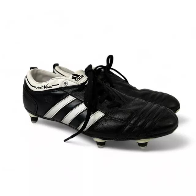 ADIDAS Adinova Black Genuine Leather Lace Up Football Trainers Shoes UK8 L12