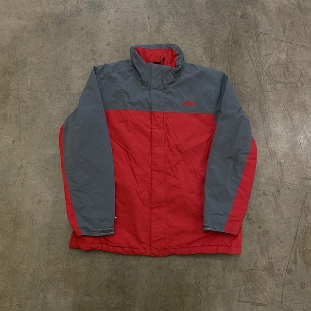The North Face Rain Coat Hyvent Winter Ski Jacket Red Grey Mens XL