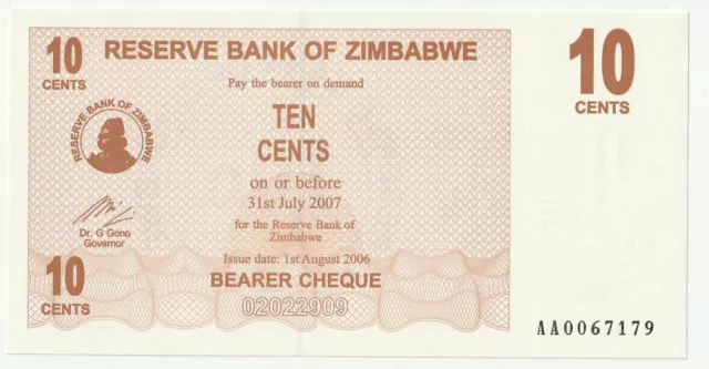 ZIMBABWE 10 Cents  2006 UNC, P-35