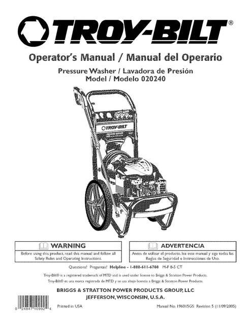 thumbnail image 2 of 2400 PSI Pressure Washer Pump – Fits Troy-Bilt 020213-0, 020240, 020240-0 – The ROP Shop 2 of 6