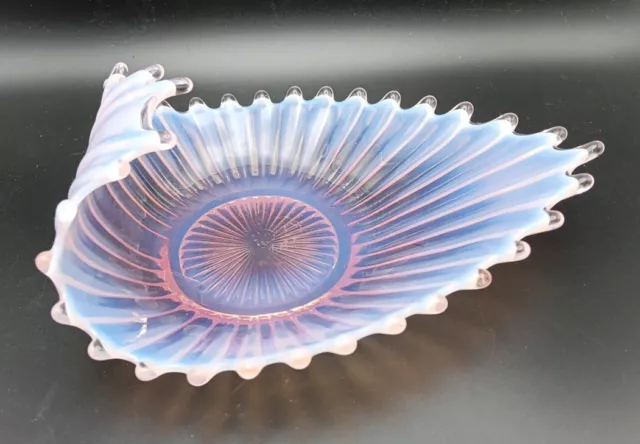 Vintage Fostoria Heirloom Pink Opalescent Glass Wave Bon Bon Dish