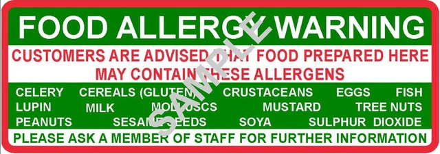 Ingested Poster FOOD HYGIENE SAFETY Allergy Allergen Warning Poster Sign 6 Designs 3 ...