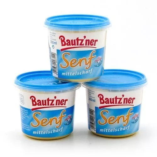 (6,65€/1l) 3 x Bautzner Senf mittelscharf (3 x 200ml)