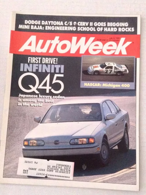 Autoweek Magazine Infiniti Q45 Japanese Luxury Sedan July 3, 1989 020617RH