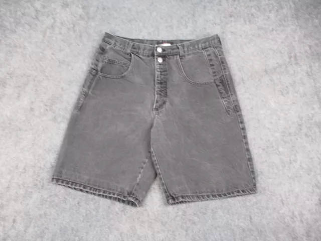 Vintage GUESS Shorts Mens 34 Black Denim Triangle Baggy Jeans Made in USA Y2K