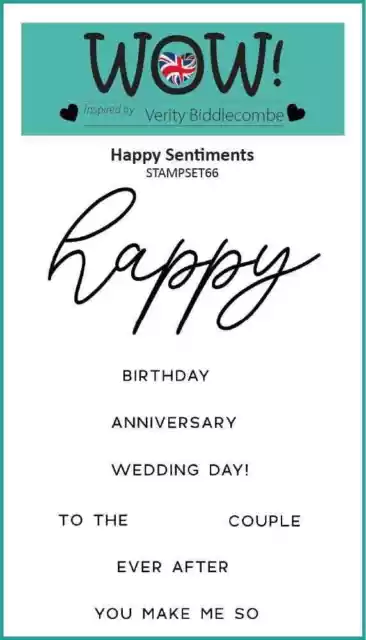 WOW! Happy Sentiments 8 Piece Clear Stamp Set Wedding Birthday Love Card Making