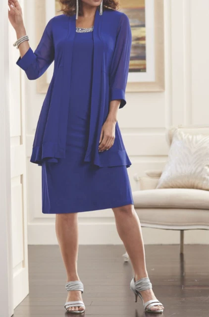 size 6 Jacket Dress dark blue with beading by Midnight Velvet new